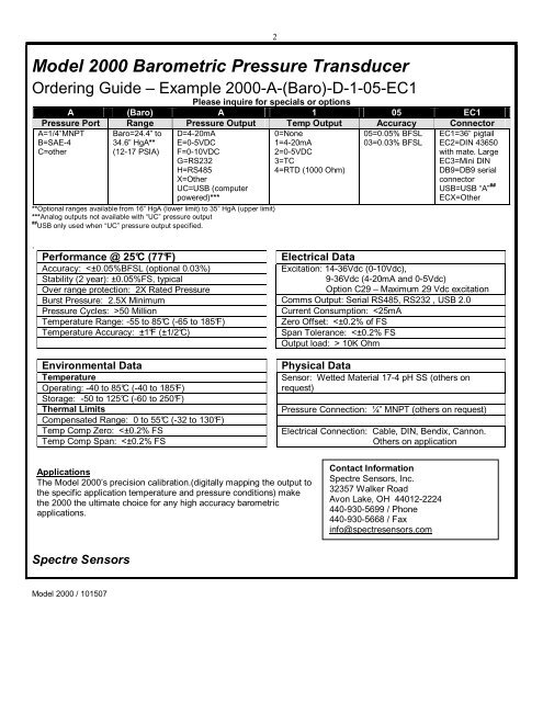 Spectre Sensors - Western Gauge and Instruments Ltd.