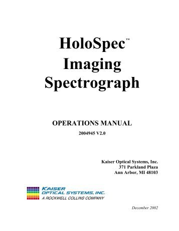 HoloSpec Imaging Spectrograph
