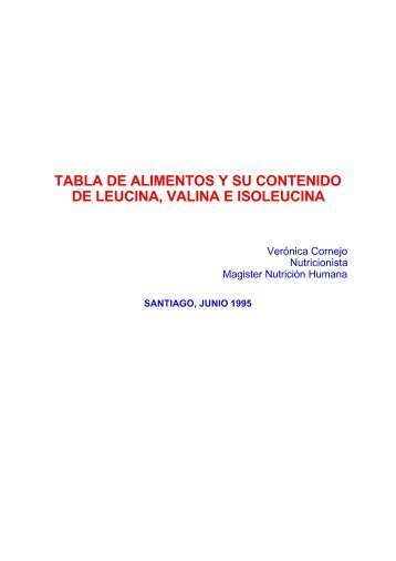 TABLA DE ALIMENTOS Y SU CONTENIDO DE LEUCINA, VALINA ...