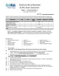 Sodium Bicarbonate 8.4% - The Hospital for Sick Children