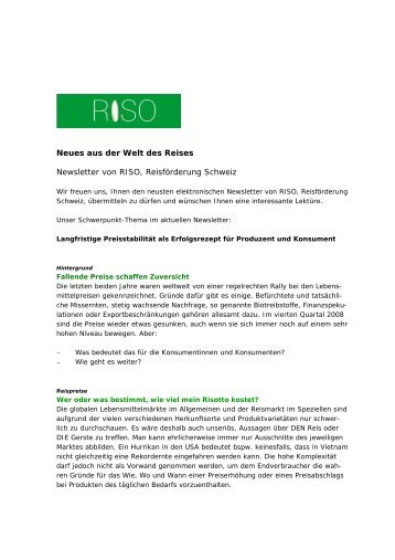 Neues aus der Welt des Reises Newsletter von RISO, Reisförderung ...