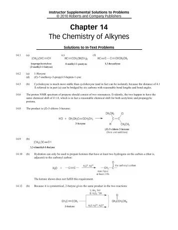 Chapter 14 The Chemistry of Alkynes