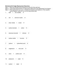 Worksheet #4: Single-Replacement Reactions ... - ScienceGeek.net