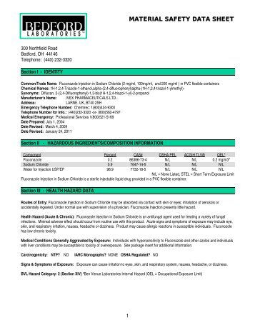 Fluconazole Injection in Sodium Chloride MSDS - Bedford ...