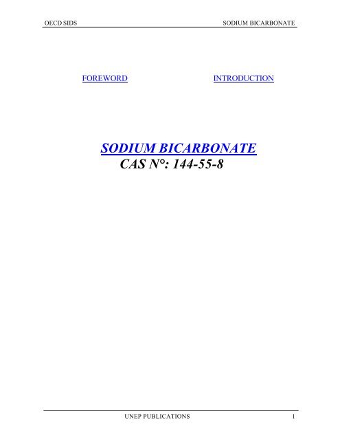 Oecd Sids Sodium Bicarbonate Unep Chemicals