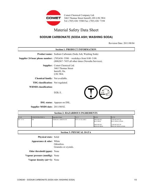 Sodium Carbonate(Soda Ash) - Comet Chemical Company Ltd.