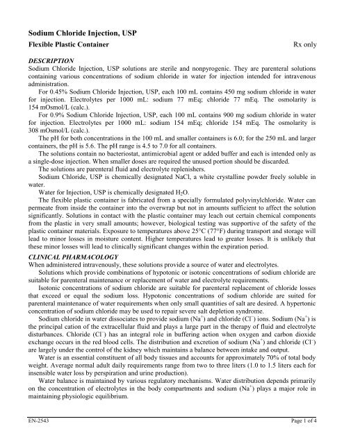 0.9% Sodium Chloride Injection, USP - Hospira