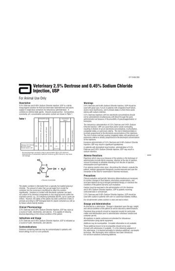 Veterinary 2.5% Dextrose and 0.45% Sodium Chloride Injection