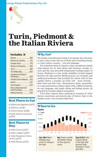 Italy - Turin Piedmont Riviera (chapter) - Lonely Planet
