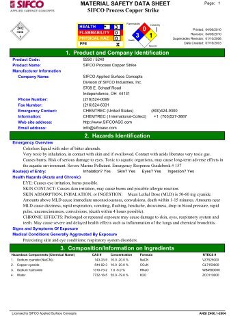 MSDS-9250/5240 - Categories - SIFCO Applied Surface Concepts