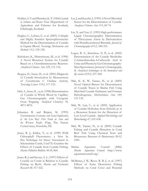 Proceedings of the International Cyanide Detection Testing Workshop