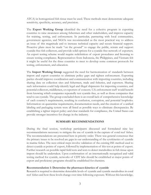 Proceedings of the International Cyanide Detection Testing Workshop