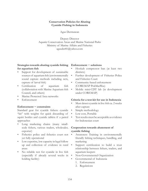 Proceedings of the International Cyanide Detection Testing Workshop