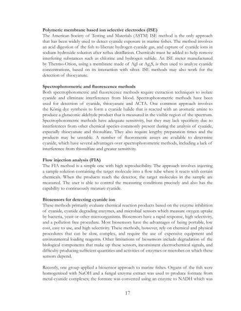 Proceedings of the International Cyanide Detection Testing Workshop