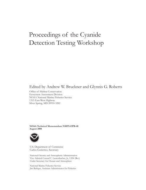 Proceedings of the International Cyanide Detection Testing Workshop