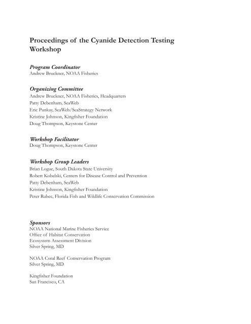 Proceedings of the International Cyanide Detection Testing Workshop