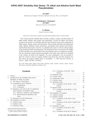 IUPAC-NIST Solubility Data Series. 79. Alkali and Alkaline Earth ...