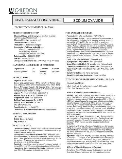 Sodium Cyanide Caledon Labs Sodium Cyanide Caledon Labs