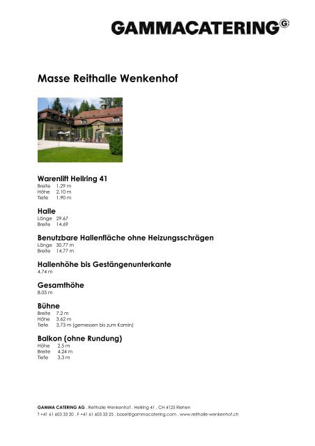 Masse Reithalle Wenkenhof