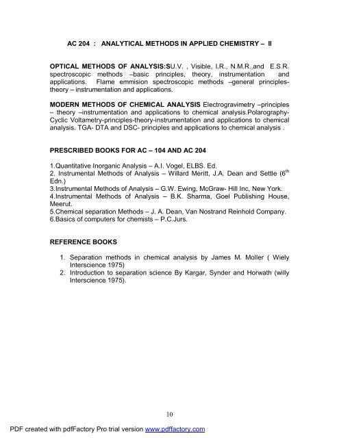 M.Sc Syllabus - Andhra University, Visakhapatnam