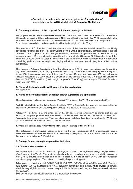 Artesunate + mefloquine fixed-dose combination