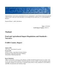 Thailand Food and Agricultural Import Regulations and Standards