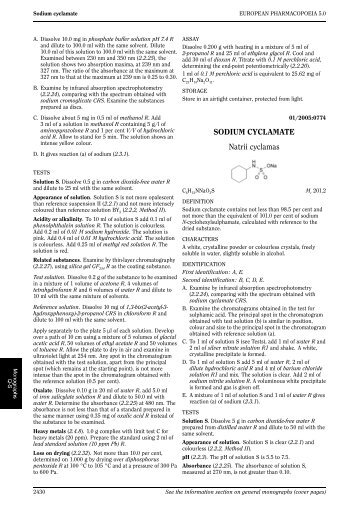 SODIUM CYCLAMATE Natrii cyclamas