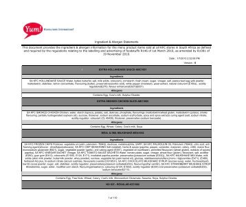 Ingredients & Allergen Information