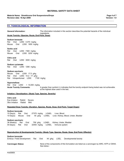 MATERIAL SAFETY DATA SHEET - Pfizer