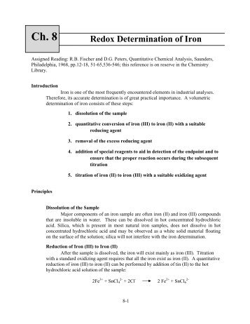 Ch 8-Redox determination of Iron - Chemistry Courses