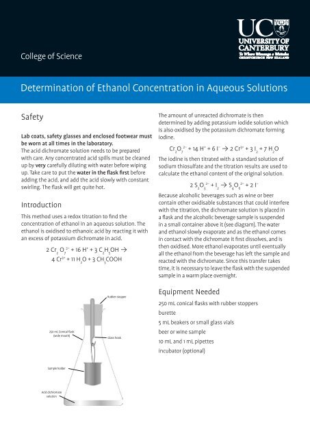 Determination of Ethanol Concentration in Aqueous Solutions