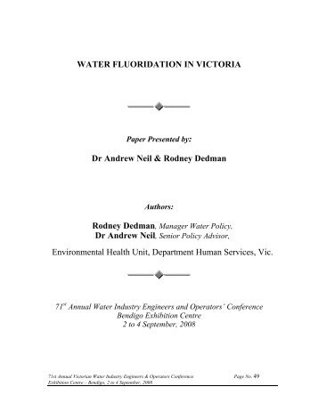 WATER FLUORIDATION IN VICTORIA Dr Andrew Neil & Rodney ...