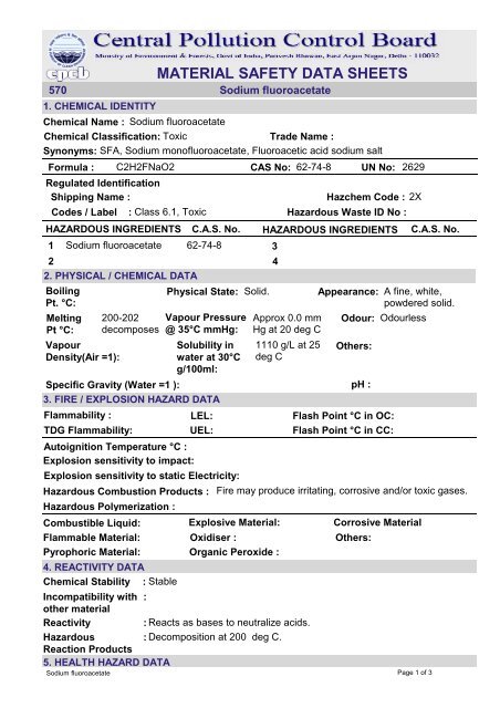 MATERIAL SAFETY DATA SHEETS