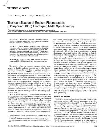 The Identification of Sodium Fluoroacetate (Compound 1080 ...