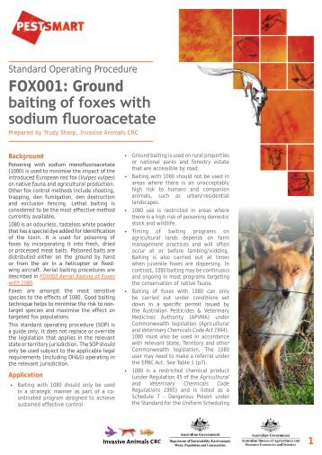 FOX001: Ground baiting of foxes with sodium fluoroacetate