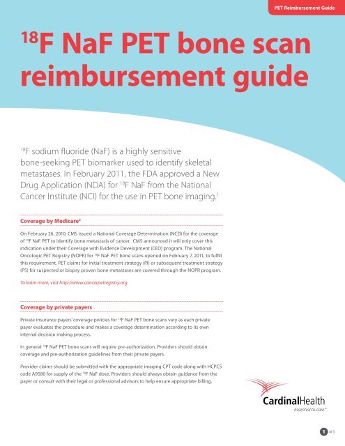 18F NaF PET bone scan reimbursement guide - Cardinal Health