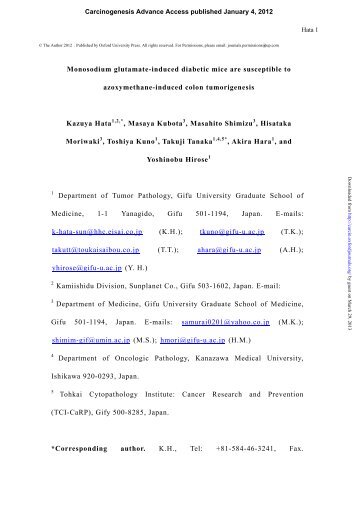 Monosodium glutamate-induced diabetic mice are ... - Carcinogenesis