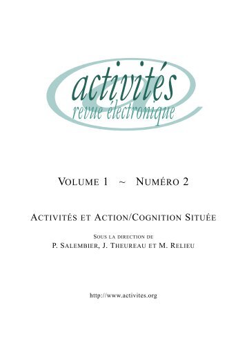 VOLUME 1 ~ NUMÃ‰RO 2 - ActivitÃ©s - Revue Ã©lectronique