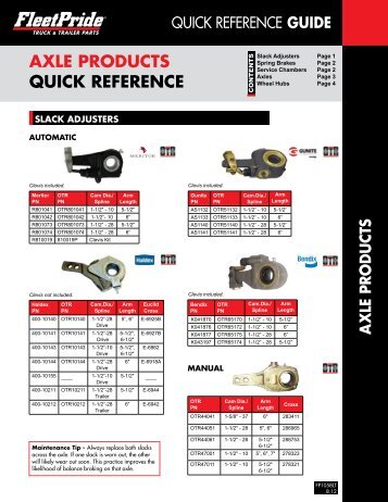 Axle Quick Reference Sales Guide - FleetPride