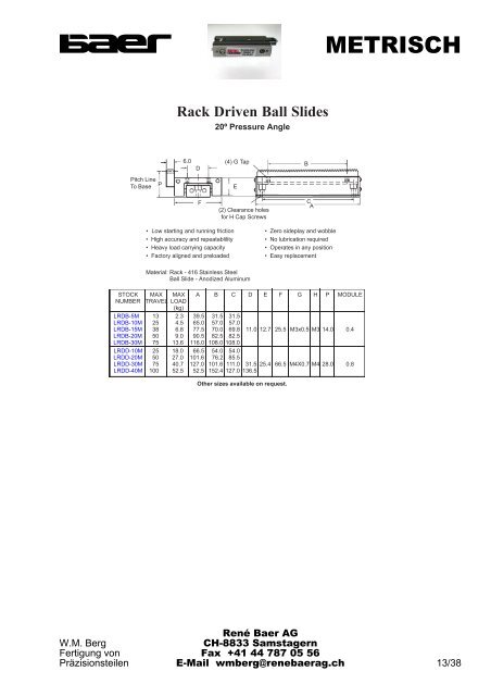 Linear Ball Bearings - René Baer AG