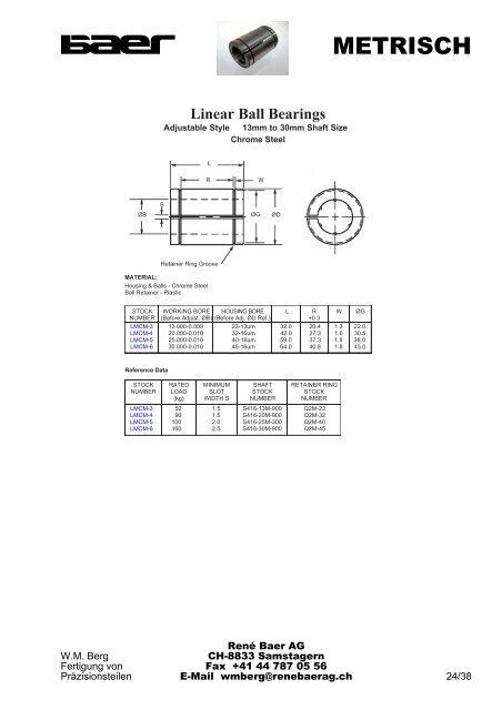 Linear Ball Bearings - René Baer AG