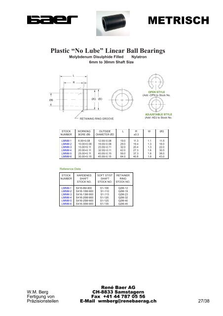 Linear Ball Bearings - René Baer AG