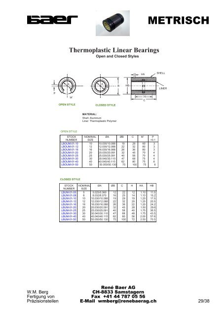 Linear Ball Bearings - René Baer AG