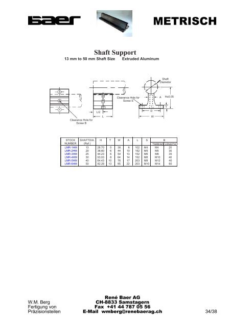 Linear Ball Bearings - René Baer AG