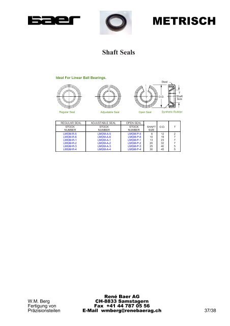 Linear Ball Bearings - René Baer AG