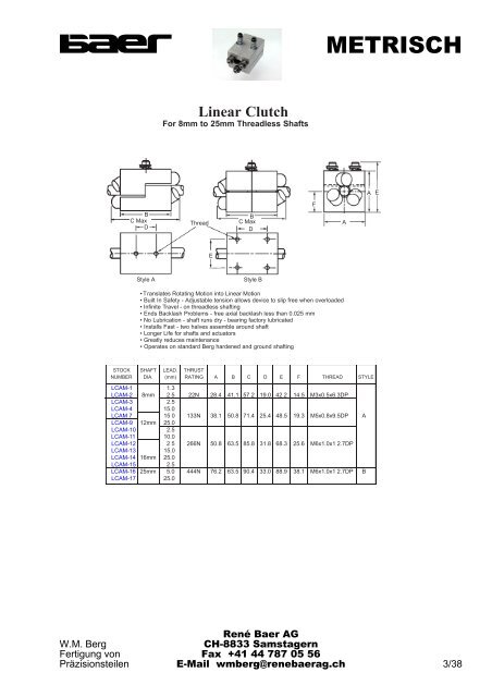 Linear Ball Bearings - René Baer AG