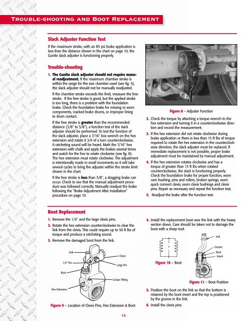 Gunite Slack Adjuster Chart