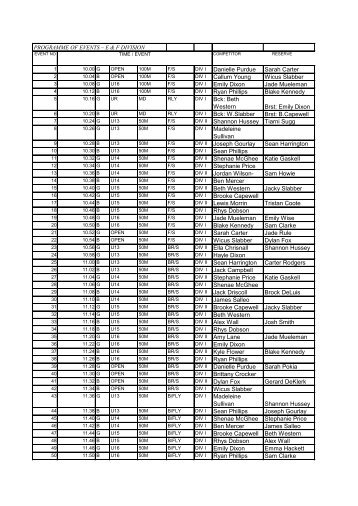 PROGRAMME OF EVENTS – E & F DIVISION Danielle Purdue ...