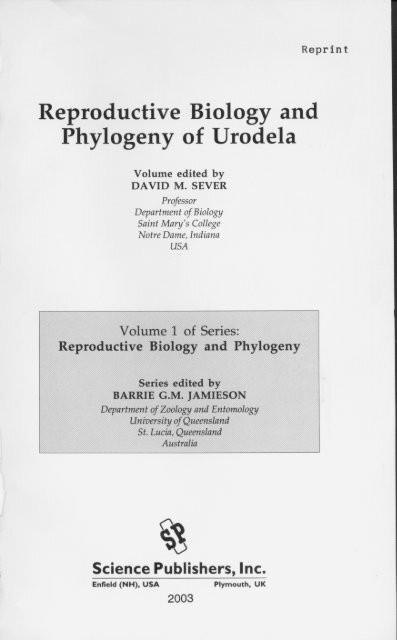 Reproductive Biology and Phylogeny of Urodela - Southeastern ...