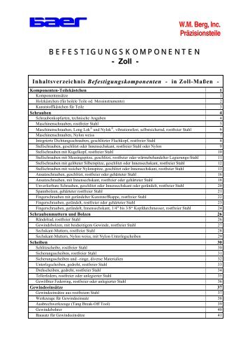 Befestigungskomponenten in Zoll - René Baer AG